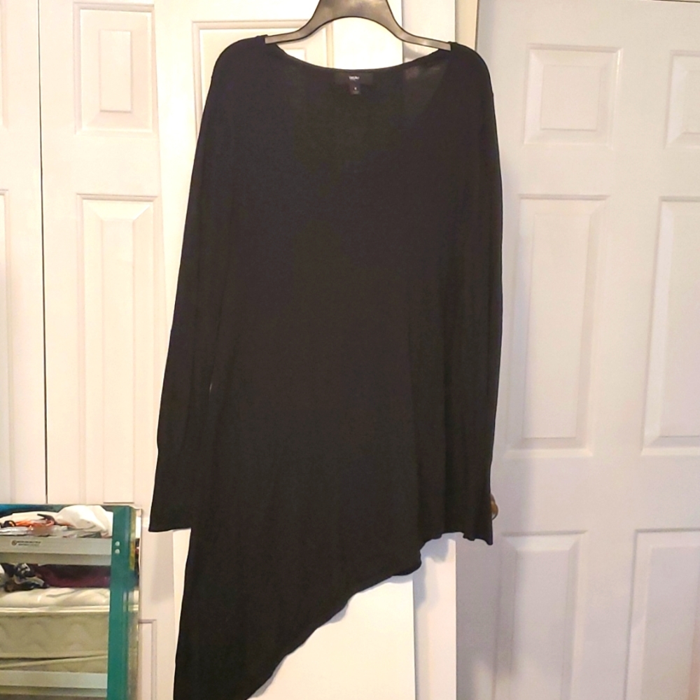 MOSSIMO Asymmetrical Long Sleeve Black Tunic Size X